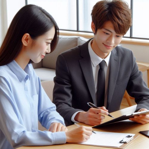 전직지원전문가가 구직자와 상담하는 장면