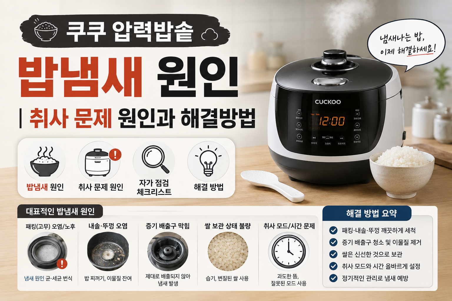 쿠쿠 압력밥솥 밥냄새 원인 ❘ 취사 문제 원인과 해결방법