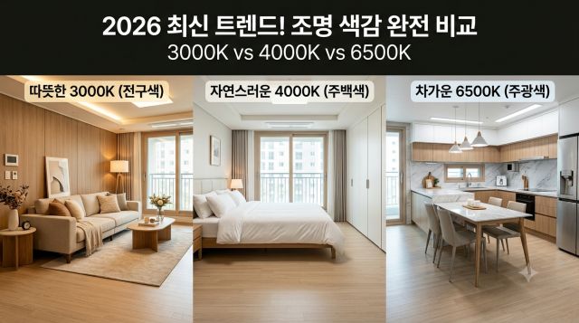 조명 색온도 고르는 법 3000K 4000K 6500K 공간별 비교