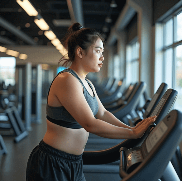 유산소 운동을 하고 있는 20대 여성