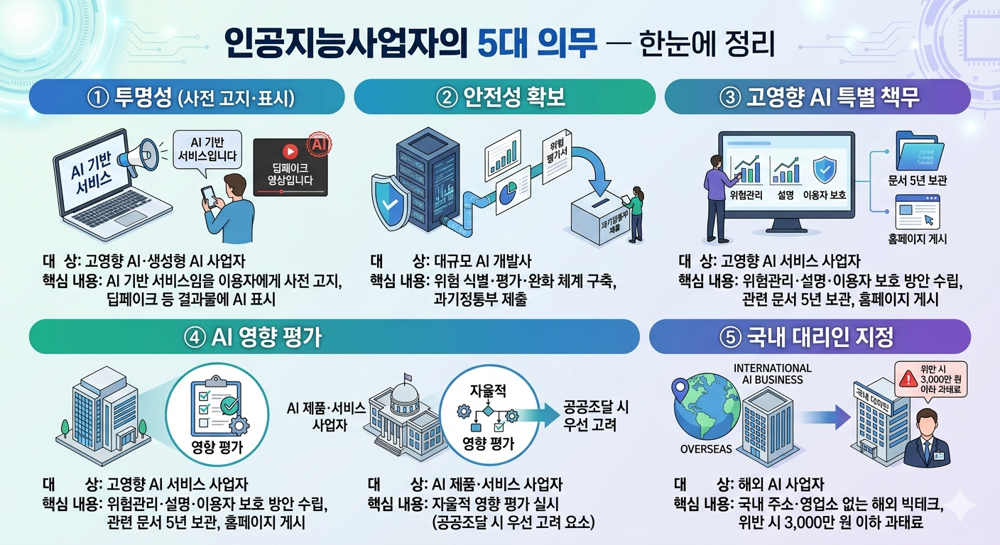 인공지능사업자의 5대 의무