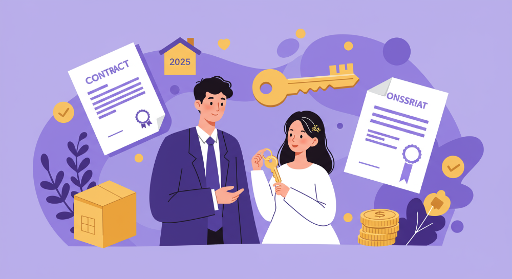 2025년 신혼부부 임차보증금 지원 서류를 확인하며 행복해하는 신혼부부의 모습