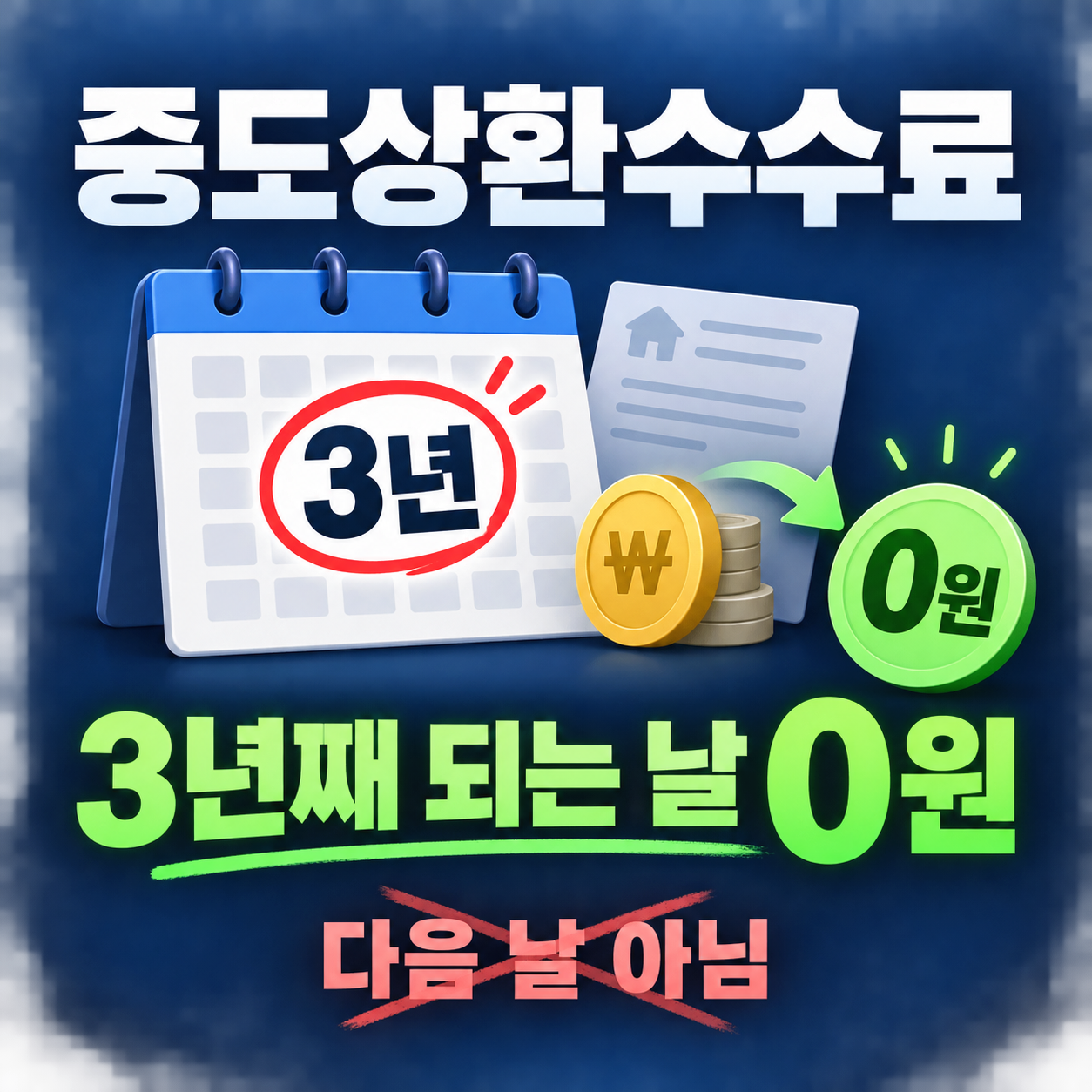 중도상환수수료 3년 면제일, 대출실행일 응당일 0원