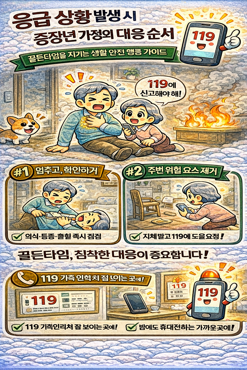 응급 상황 발생 시 중장년 가정의 초기 대응 순서