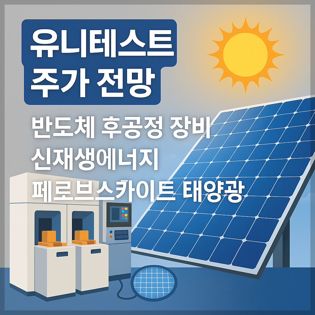 유니테스트 주가 전망 및 배당금 분석 , 반도체 후공정 장비, 신재생에너지(페로브스카이트 태양광)