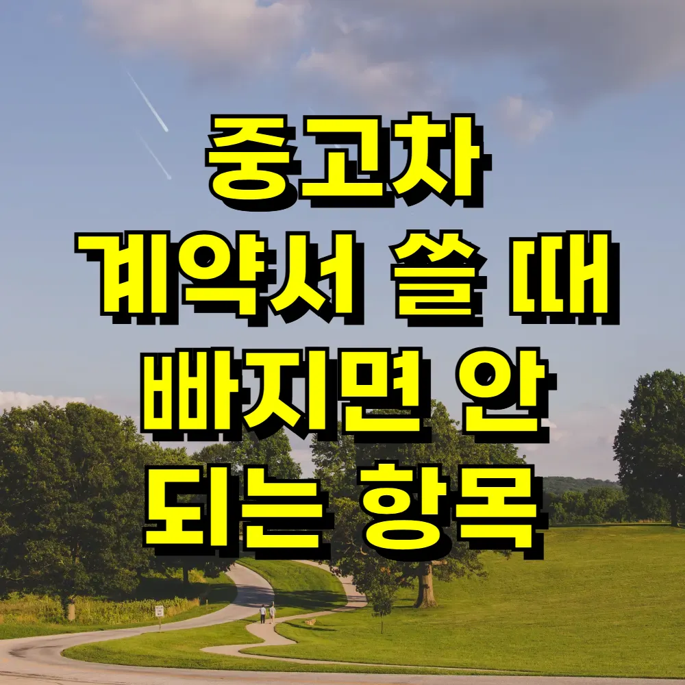 중고차 계약서 쓸 때 빠지면 안 되는 항목