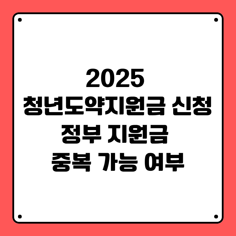 2025 청년도약지원금 신청 방법 : 정부 지원금 중복 가능 여부