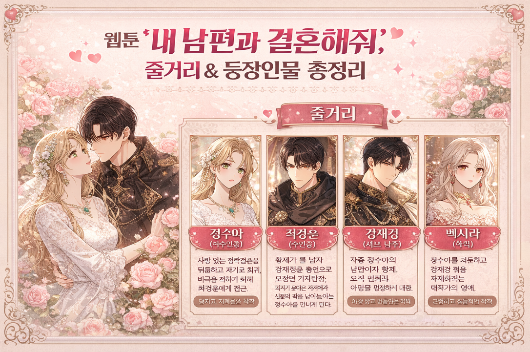 웹툰 '내 남편과 결혼해줘' 줄거리&middot;등장 인물 3분 완벽정리
