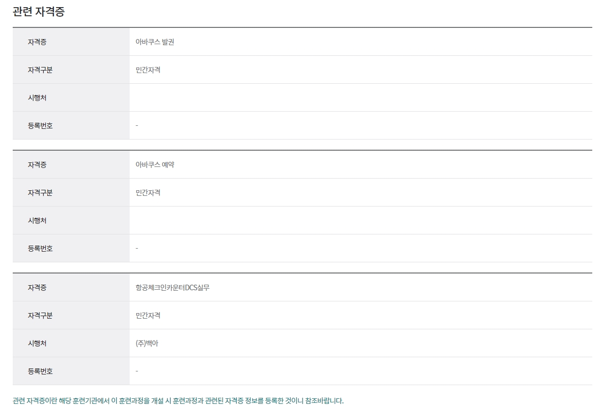 취득 가능 자격증 상세 정보 확인