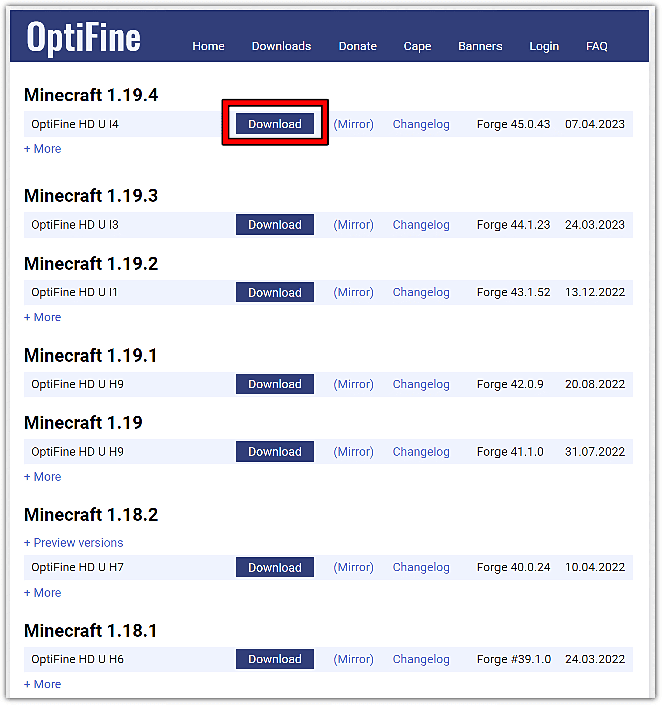 Optifine-Download-클릭
