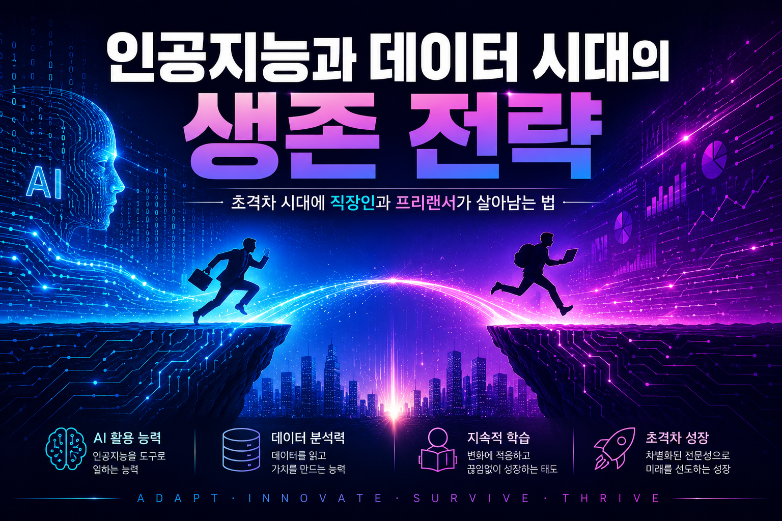 인공지능과 데이터 시대의 생존 전략: 초격차 시대에 직장인과 프리랜서가 살아남는 법. AI제작