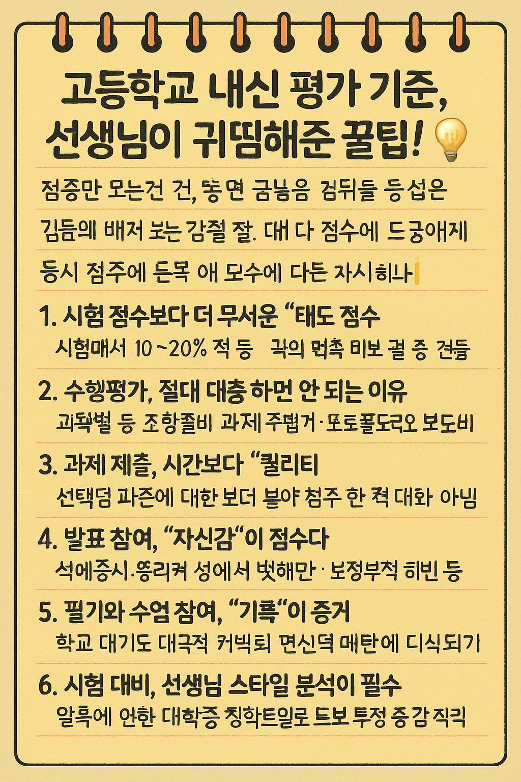 고등학교 내신 평가 기준, 선생님이 귀띔해준 꿀팁!