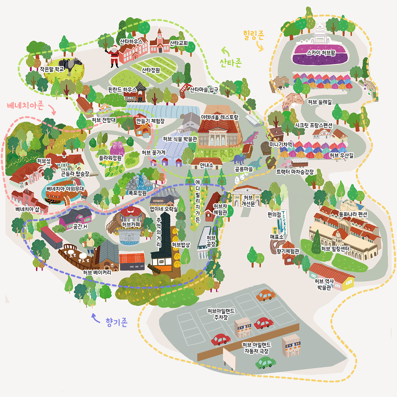 허브아일랜드 핑크뮬리 축제 투어지도