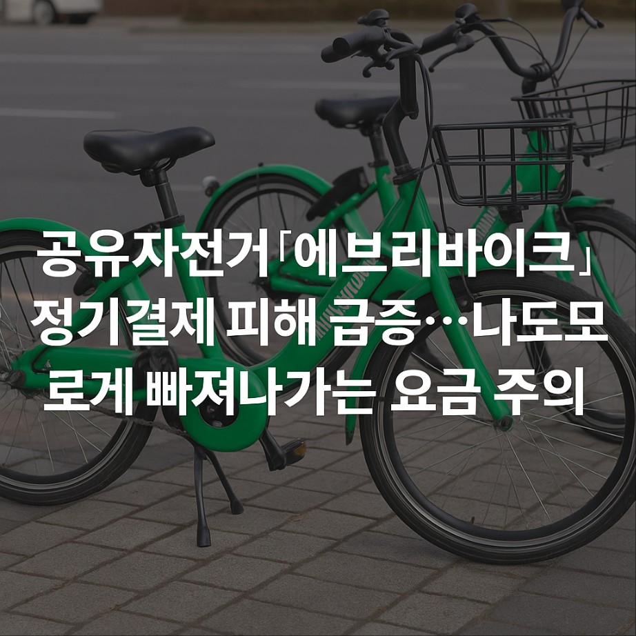 공유자전거 ‘에브리바이크’ 정기결제 피해 급증…나도 모르게 빠져나가는 요금 주의