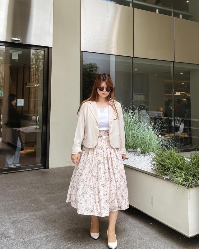 수수한 살랑살랑 동그란 꽃 생활한복 허리치마, 수수한 한복