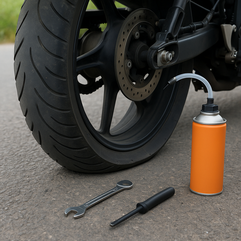 펑크 난 오토바이 타이어