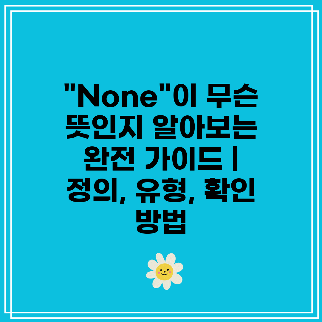 None이 무슨 뜻인지 알아보는 완전 가이드  정의, 