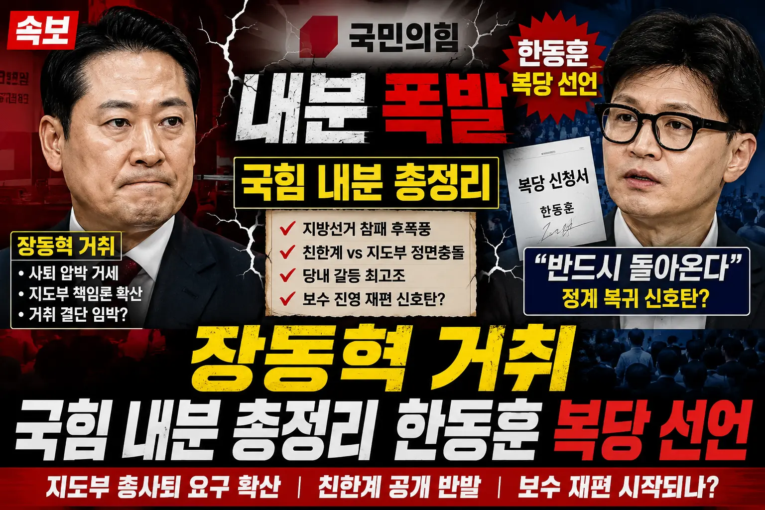 장동혁 거취 묻는 국힘 눈치작전 돌입 열심히 싸운 결과 만족하는 분위기