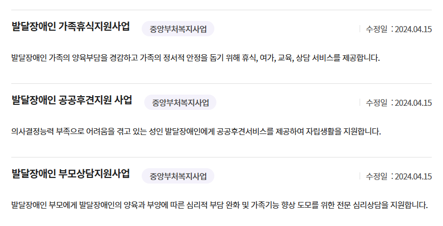 발달장애인-긴급돌봄-신청방법-지원대상-검색내용