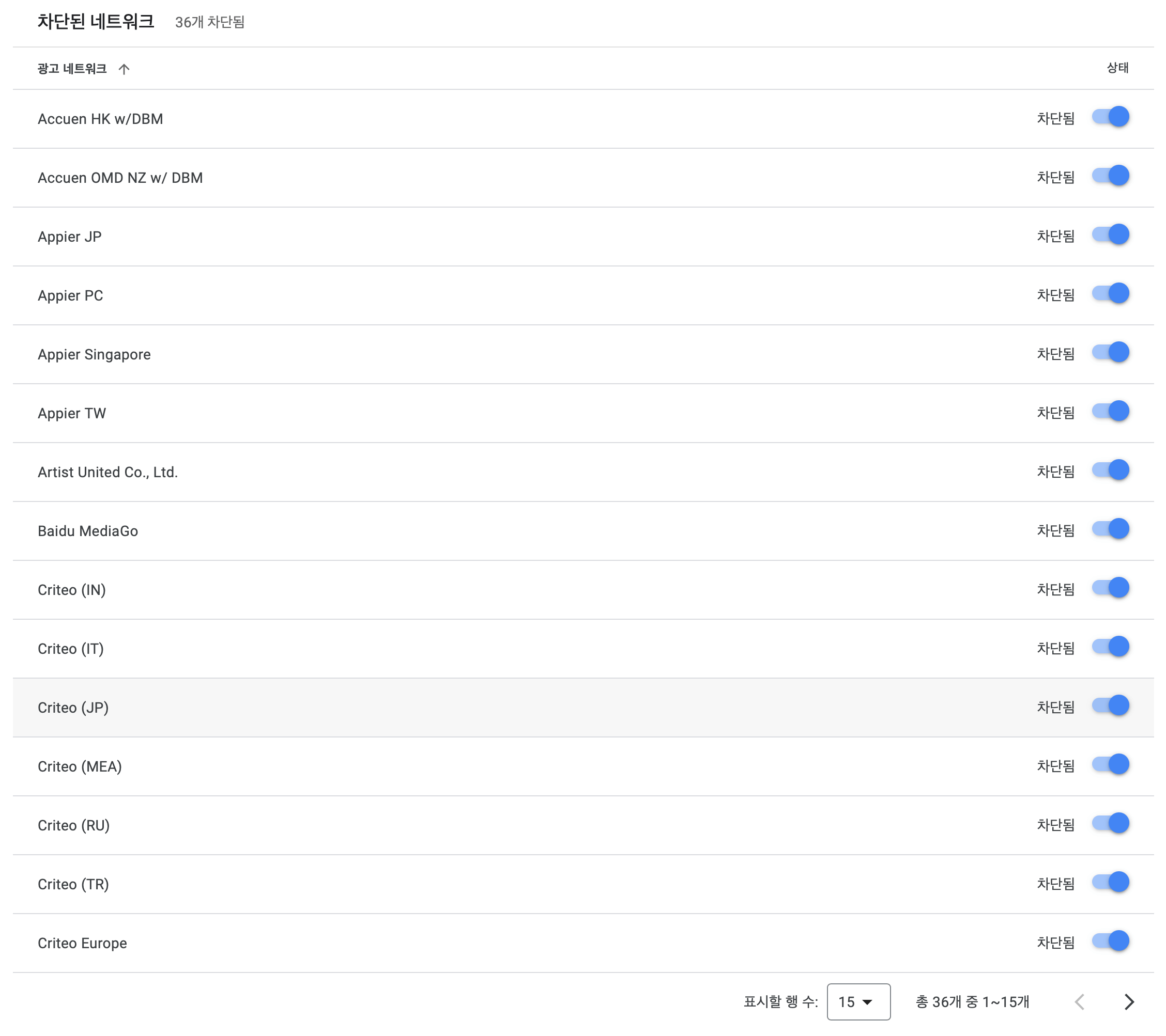 기존 광고 네트워크 차단