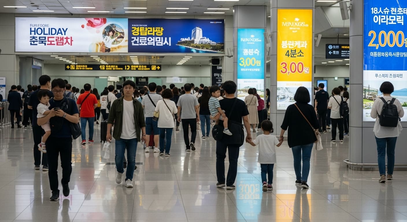 추석 연휴 기차표를 구매하는 장면