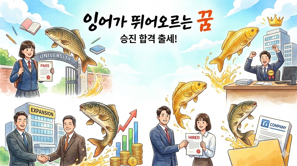 잉어가 뛰어오르는 꿈 대박? 승진 합격 출세 길몽 해몽