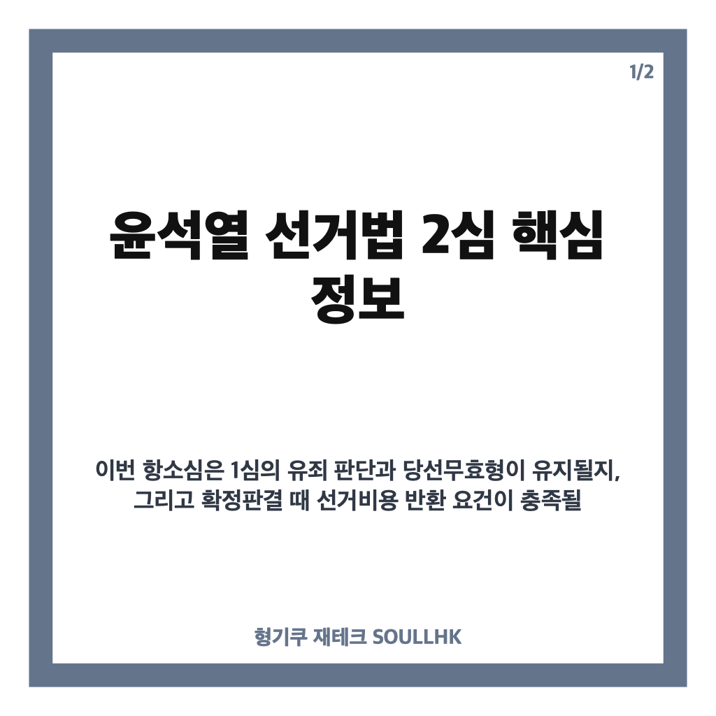 윤석열 선거법 2심, 국민의힘 선거비용 397억 반환 쟁점 정리 카드뉴스 1