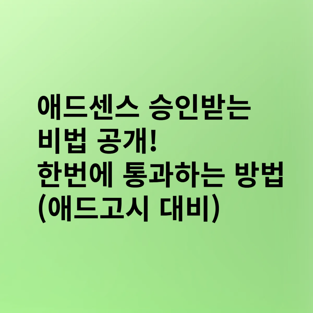 애드센스 승인받는 비법 공개! 한번에 통과하는 방법 애드고시 대비(3)
