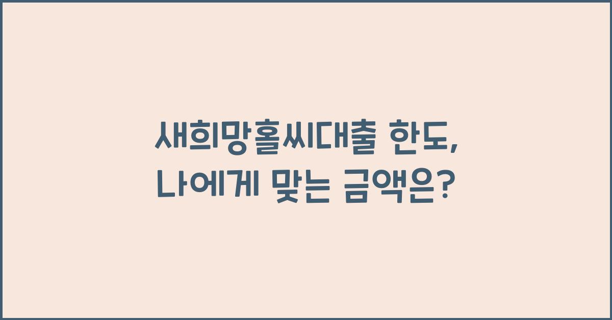 새희망홀씨대출 한도