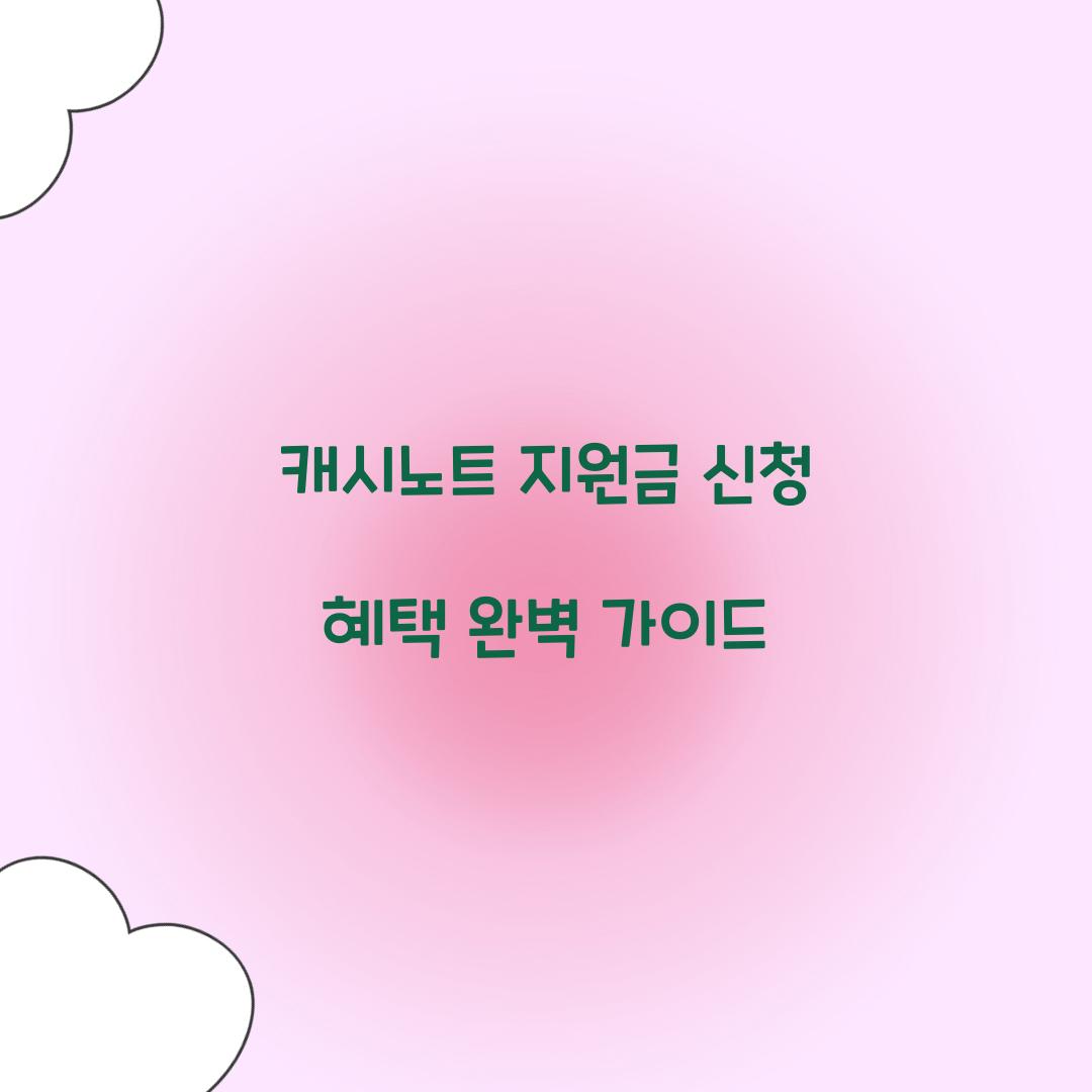캐시노트 지원금 신청 혜택