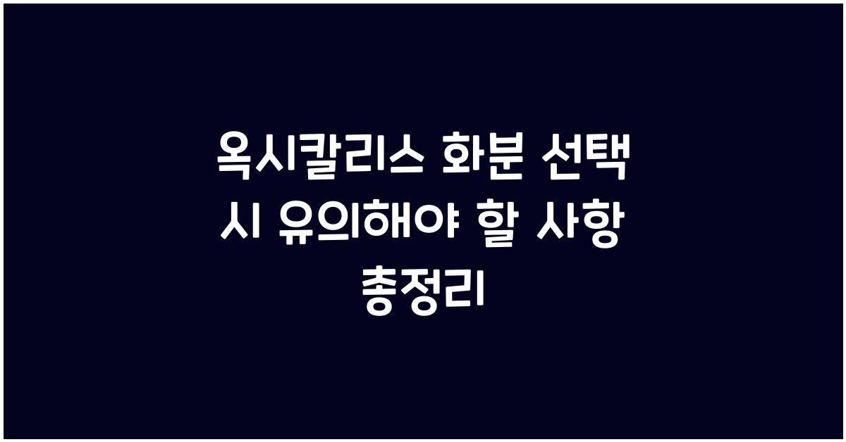 옥시칼리스 화분 선택시 꼭 확인할 사항