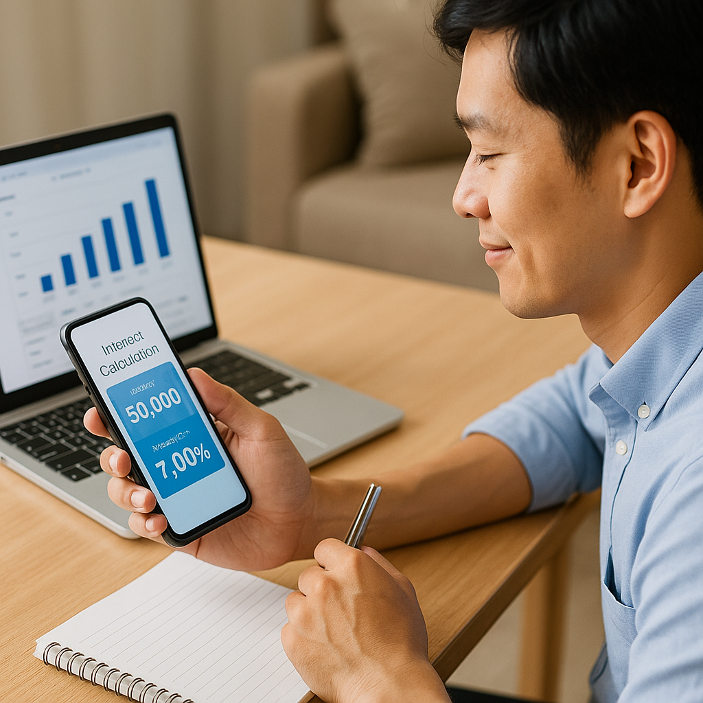 연 7% 이자 파킹통장 비교 중인 모바일 사용자|스마트폰 금융앱 활용