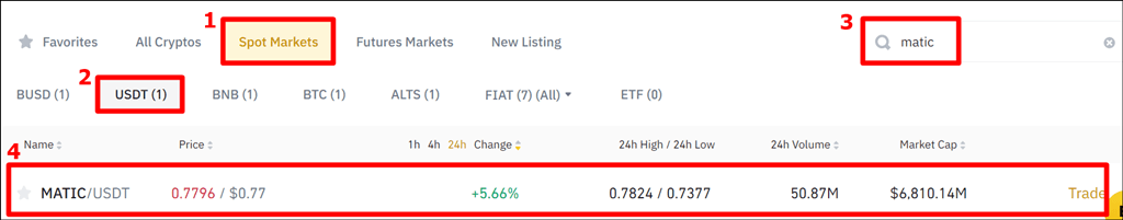 바이낸스 Matic 마켓으로 들어가는 과정