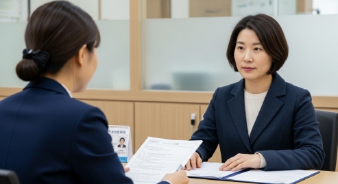 본인부담금 관련 서류 상담 장면