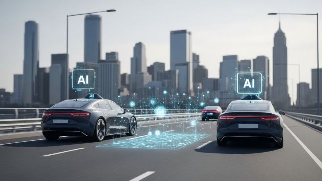 미국 자율주행차 관련주 투자 전망을 상징하는 2026년 자율주행 전기차 이미지