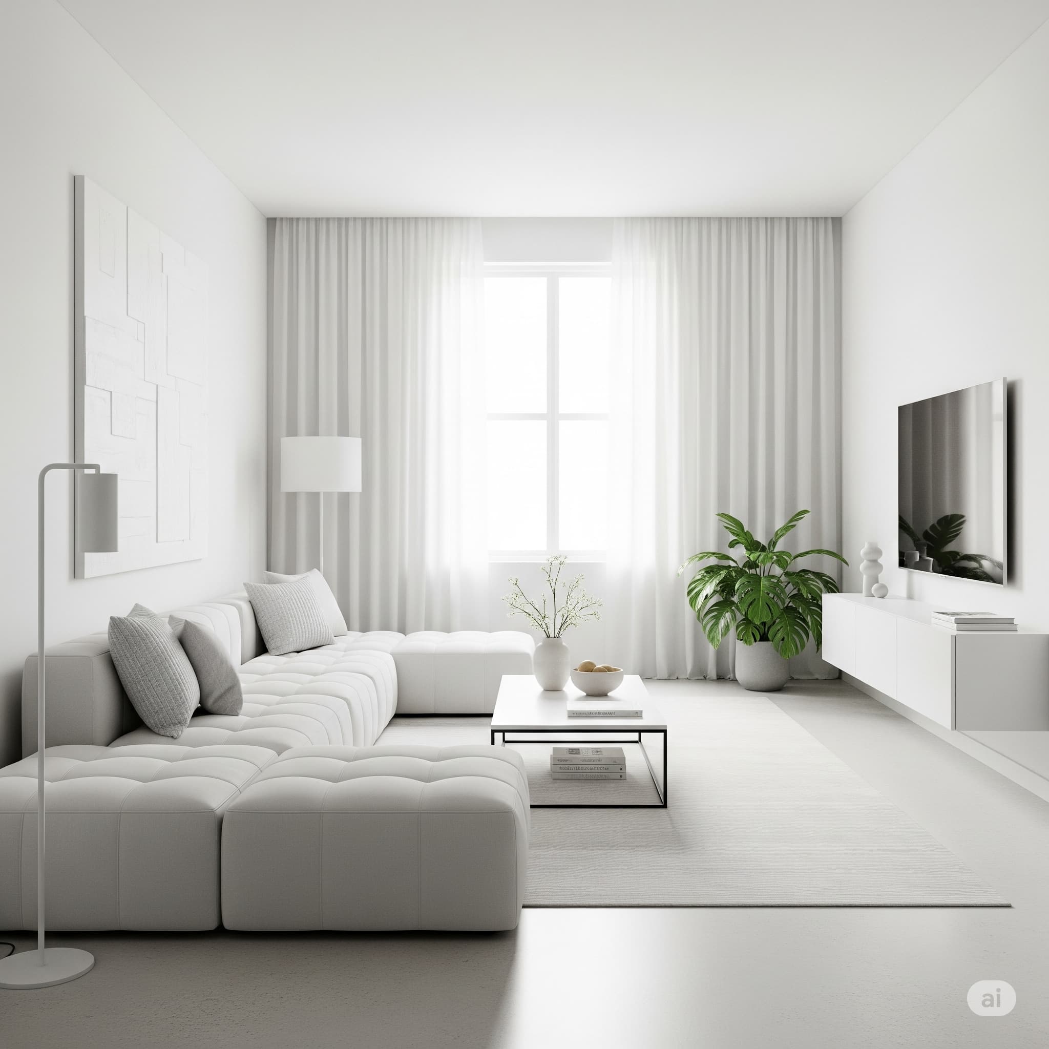 화이트 톤과 모듈형 가구로 넓어 보이는 미니멀 인테리어 원룸 거실