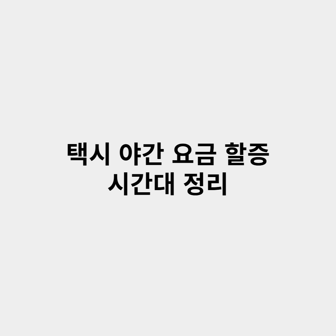 택시 야간 요금 할증 시간대 정리