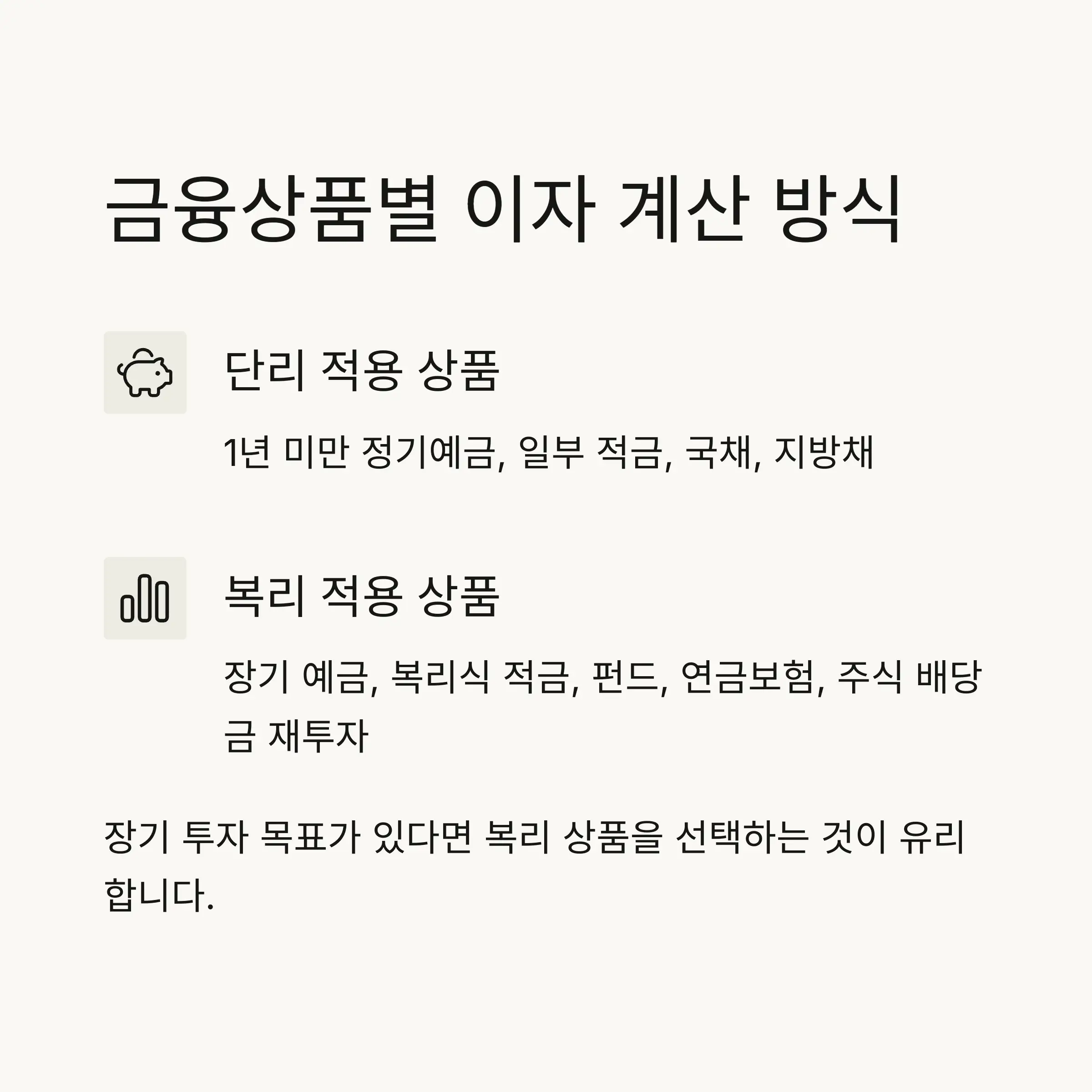 🏦 금융상품별 단리와 복리 적용 현황