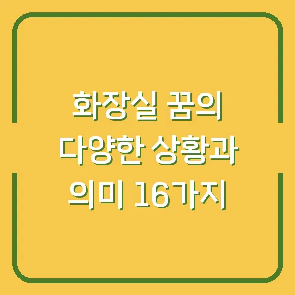 화장실 꿈의 다양한 상황과 의미 16가지