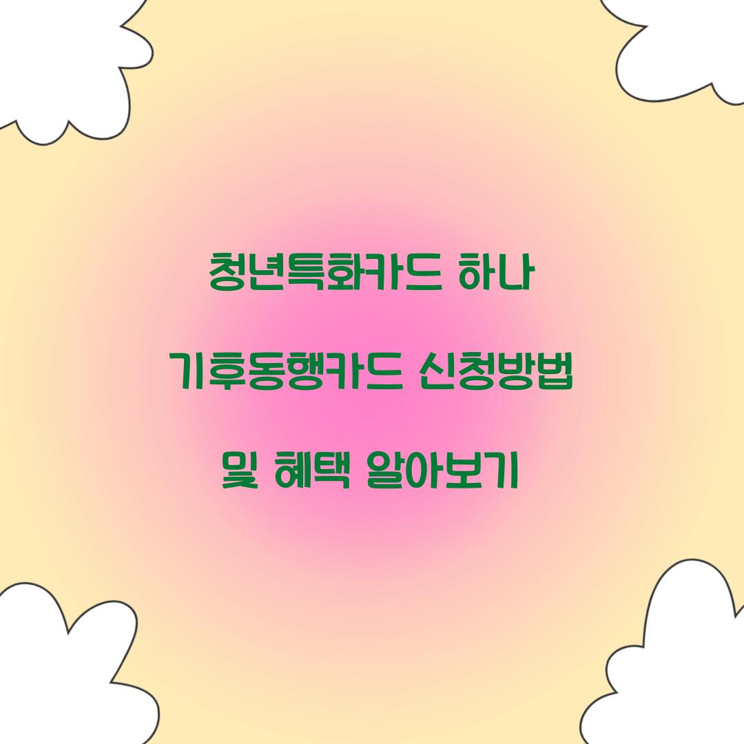 청년특화카드 하나 기후동행카드