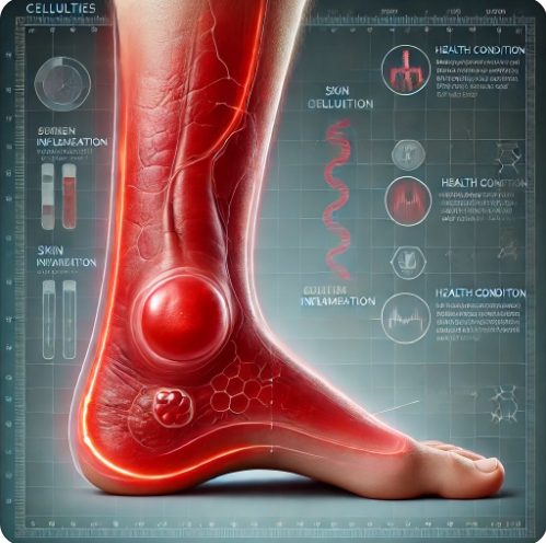세균 감염 경로 설명 다이어그램 &rarr; 상처 &rarr; 세균 침투 &rarr; 염증 진행 과정 시각화 