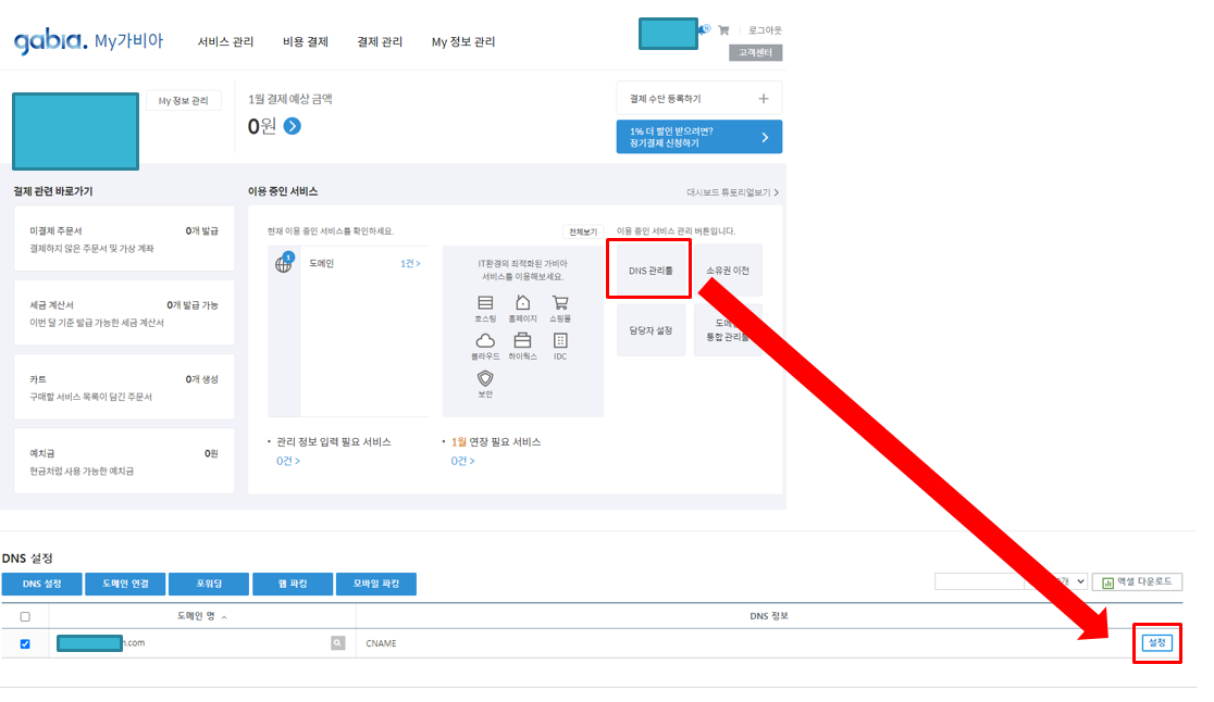 DNS 관리툴 설정