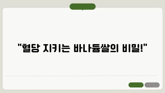 바나듐쌀로 만드는 혈당 관리 식단 레시피