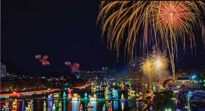 진주 남강 유등 축제 불꽃 놀이