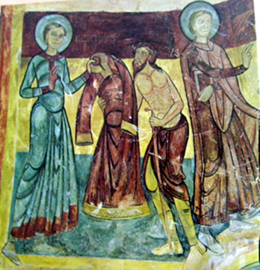 2세기말의상 둥근 머리원반은 성자를 의미한다