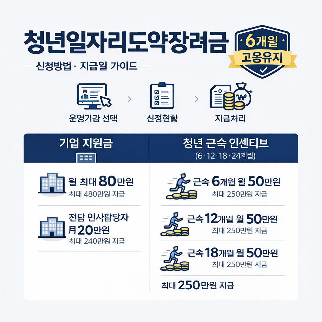 청년일자리도약장려금 신청방법 지급일 인포그래픽