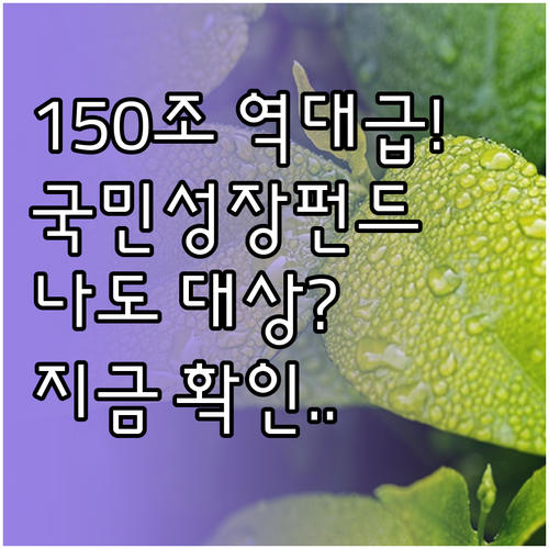 국민성장펀드 150조 원 규모 정책 ..
