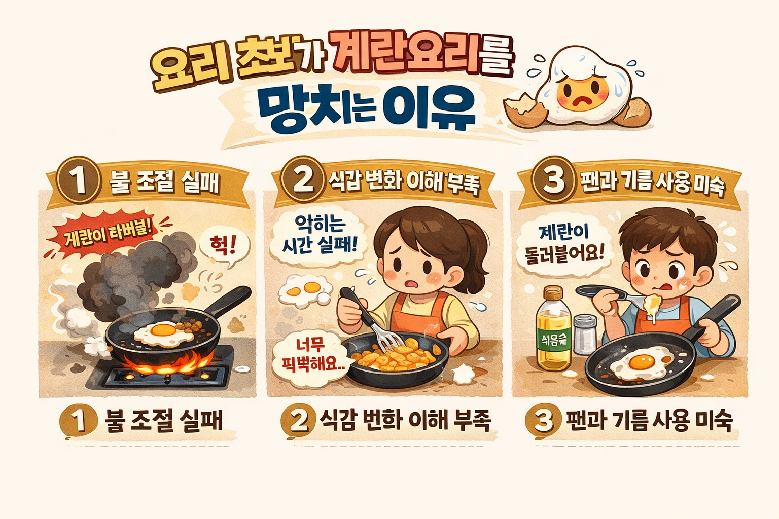 요리 초보가 계란요리를 망치는 이유