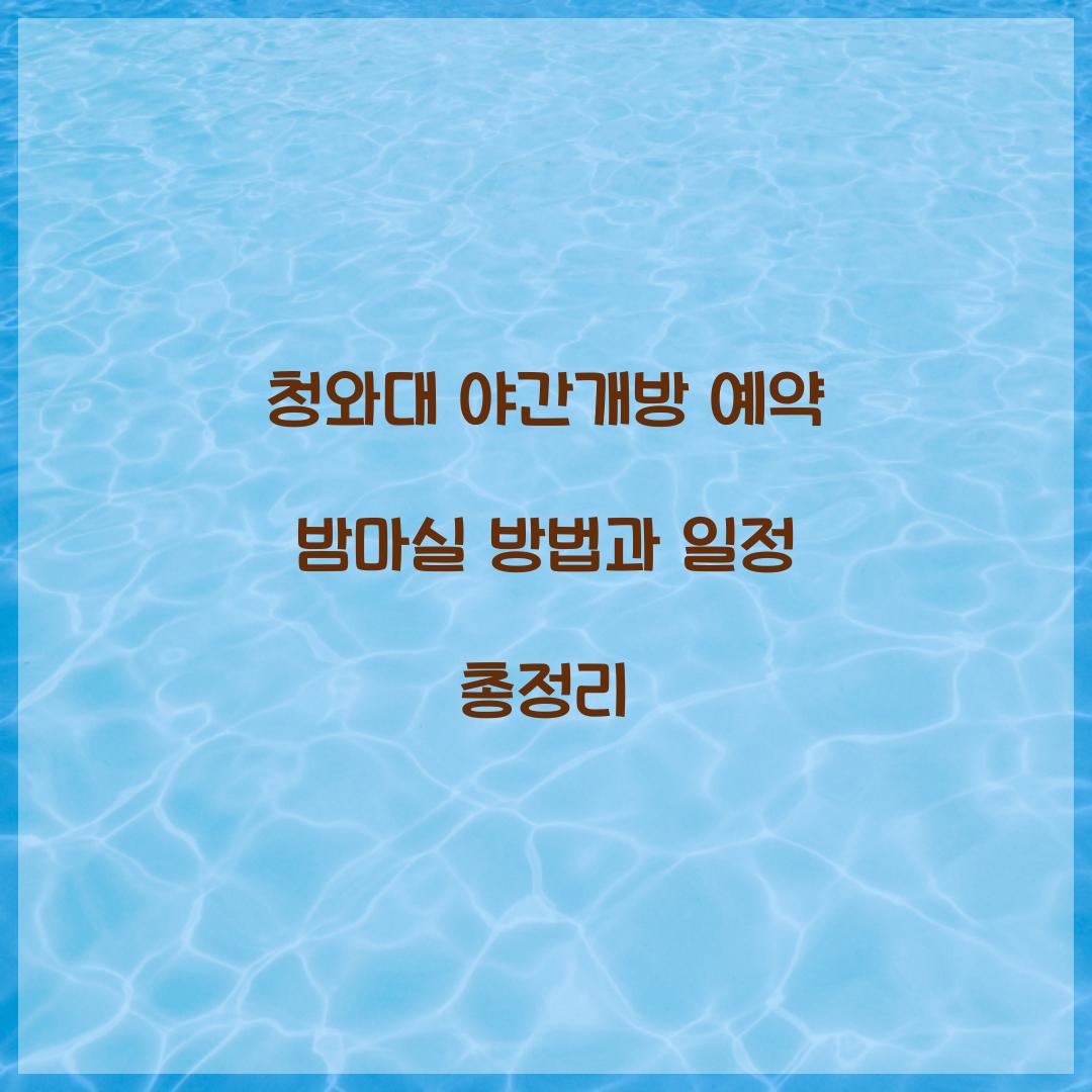 청와대 야간개방 예약 밤마실