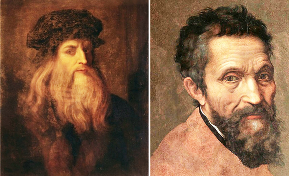 왼쪽 레오나르도 다빈치 오른쪽 미켈란젤로